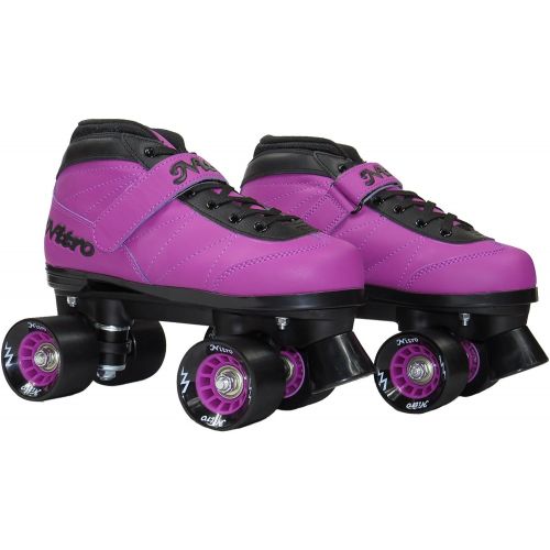  Epic Skates New! Epic Nitro Turbo Purple IndoorOutdoor Quad Roller Speed Skates Bundle (Mens 6)
