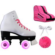 Epic Skates Epic Princess Twilight Quad Roller Skates w Pink LED Lighted Wheels 4 Pc. Bundle (Youth 2)