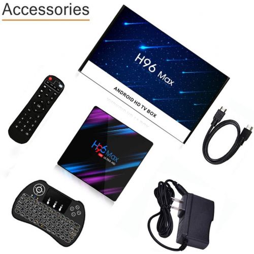  [2018 Newest 4G 32G TV Box with Backlit Keyboard] EstgoSZ TV Box H96 Max H2 RK3328 4K Android 7.1 Smart TV Box Support 2.4G5G Dual Wifi100M LANBT 4.03D H265 Gift Box