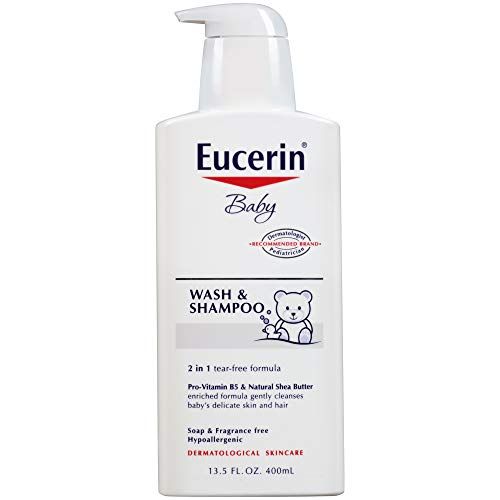  Eucerin Baby Wash & Shampoo - 2 in 1 Tear Free Formula, Hypoallergenic & Fragrance Free, Nourish and Soothe Sensitive Skin - 13.5 fl. oz. Pump Bottle