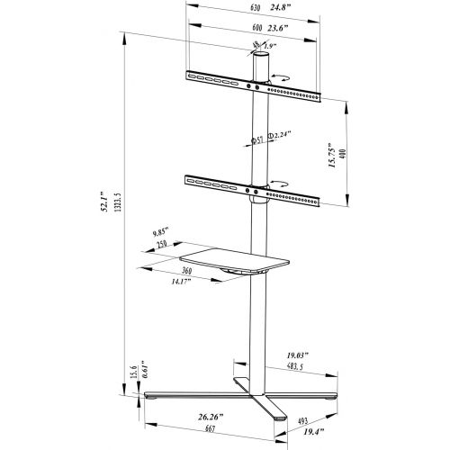  FLEXIMOUNTS C01 TV Cart LCD Stand 32-60 LCDLED Plasma Flat Panel Screen & up to 66 lbs