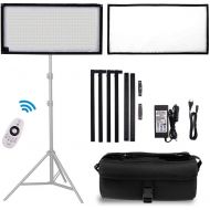 FOSITAN FL-3060A 1x230x60cm Bi-Color LED Light Panel Mat on Fabric, 85W 3200K-5500K 448 LED Dimmable Photography Light with Hand Grip and Dimmer