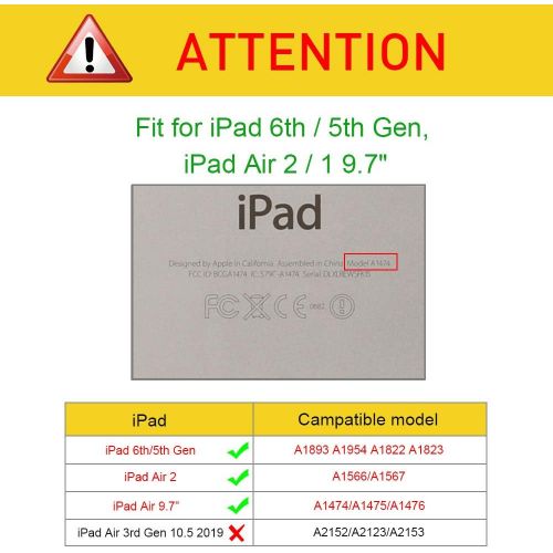  [아마존베스트]Fintie iPad 9.7 2018 2017 / iPad Air 2 / iPad Air Case - [Corner Protection] Multi-Angle Viewing Folio Cover w/Pocket, Auto Wake/Sleep for Apple iPad 6th / 5th Gen, iPad Air 1/2, P