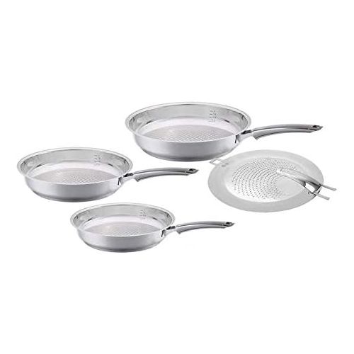  Fissler Steelux Premium 8, 10, 12 Fry Pan, Splatter Shield & Glass Lid Set