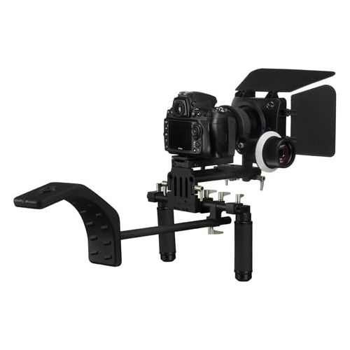  Fotodiox WonderRig Elite, Premium Grade Professional Video Rig, Shoulder Support Stabilizer, with Follow Focus, Matte Box and Shoulder Accessory Support Pad, Expandable 15mm Rod Sy