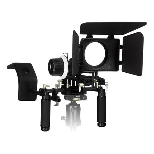  Fotodiox WonderRig Elite, Premium Grade Professional Video Rig, Shoulder Support Stabilizer, with Follow Focus, Matte Box and Shoulder Accessory Support Pad, Expandable 15mm Rod Sy