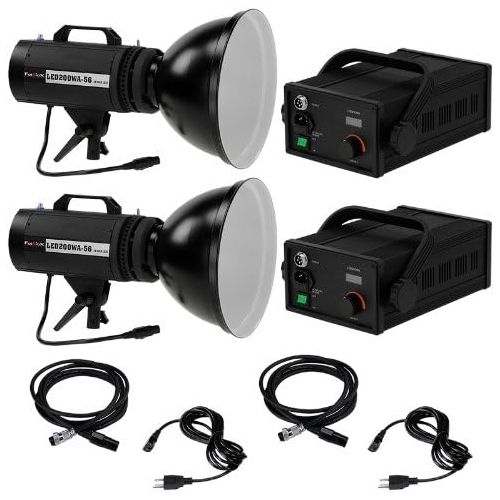  Fotodiox LED200WA-56 Daylight Studio LED Kit - Set of 2x High-Intensity LED Studio Lights for Still and Video with Dimmable Control