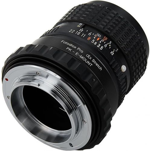  Fotodiox DLX Stretch Lens Mount Adapter - Pentax K Mount (PK) SLR Lens to Sony Alpha E-Mount Mirrorless Camera Body with Macro Focusing Helicoid and Magnetic Drop-In Filters