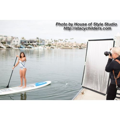  Fotodiox Pro Studio Solutions 140cm x 200cm (55.25in x 78.75in) Sun Scrim - Collapsible Frame Diffusion & SilverWhite Reflector Kit with Handle and Carry Bag