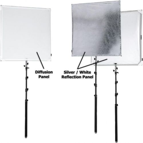  Fotodiox Pro Studio Solutions 140cm x 200cm (55.25in x 78.75in) Sun Scrim - Collapsible Frame Diffusion & SilverWhite Reflector Kit with Handle and Carry Bag