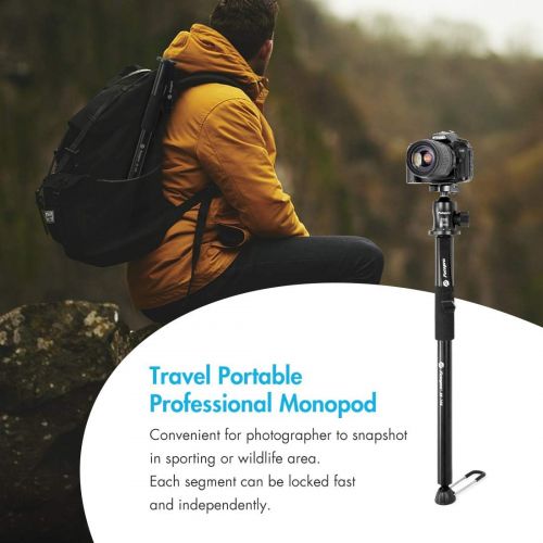  Fotopro Camera Monopod 63 Inch Professional Aluminium Monopod with 4 Section for Camera, Smartphones and Gopro
