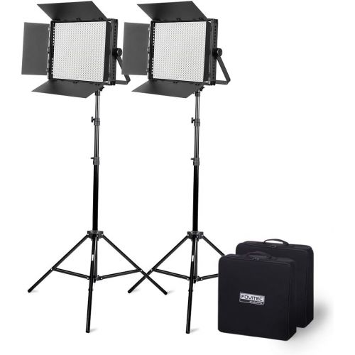  Fovitec - 2X Daylight 600 XD LED Panel Kit wStands & Cases - [95+ CRI][Continuous Lighting][Stepless Knobs][V-Lock Compatible][5600K]