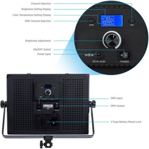  Fovitec - 1x Daylight 1200 XD LED Panel wBarndoor, Filters & Case - [95+ CRI][Continuous Lighting][Stepless Knobs][V-Lock Compatible][5600K]