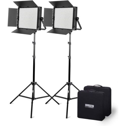  Fovitec - 2X Daylight 900 XD LED Panel Kit wStands & Cases - [95+ CRI][Continuous Lighting][Stepless Knobs][V-Lock Compatible][5600K]