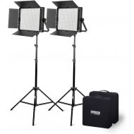 Fovitec - 2X Daylight 1200 XD LED Panel Kit wStands & Cases - [95+ CRI][Continuous Lighting][Stepless Knobs][V-Lock Compatible][5600K]