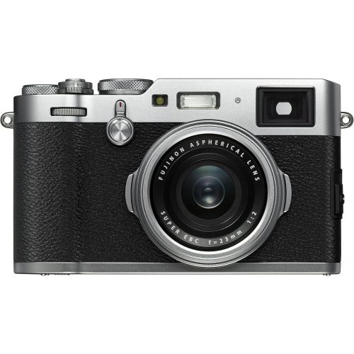 후지필름 Fujifilm X100F 24.3 MP APS-C Digital Camera - Silver and Leather Case - Brown