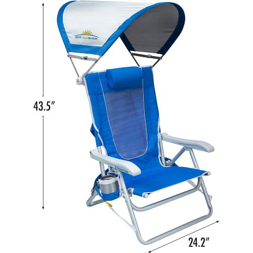  GCI Outdoor Waterside Reclining Portable Backpack Beach Chair with Sunshade