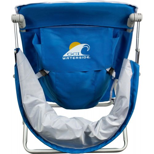  GCI Outdoor Waterside Reclining Portable Backpack Beach Chair with Sunshade