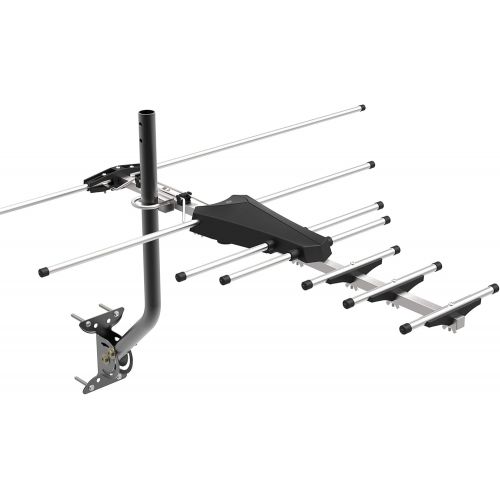  GE 33685 Pro Outdoor Yagi TV Antenna with Mount - 70 Mile Long Range HDTV Antenna - VHFUHF Channels - Long Range - Optimized for FULLHD 1080p and 4K Ready