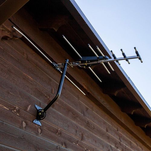  GE 33685 Pro Outdoor Yagi TV Antenna with Mount - 70 Mile Long Range HDTV Antenna - VHFUHF Channels - Long Range - Optimized for FULLHD 1080p and 4K Ready