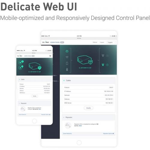  [아마존베스트]GL.iNET GL-MT300N-V2 Mini Travel Router, Repeater Bridge, 300Mbps High Performance, 128MB RAM, OpenVPN Client