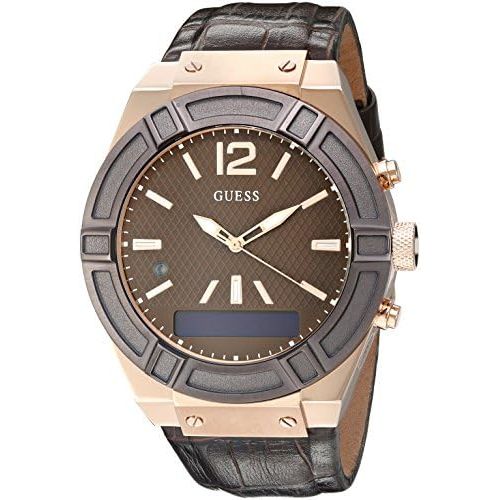  GUESS Mens Stainless Steel Connect Smart Watch - Amazon Alexa, iOS and Android Compatible iOS and Android Compatible, Color: Brown (Model: C0001G2)