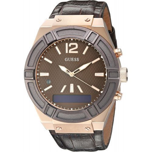  GUESS Mens Stainless Steel Connect Smart Watch - Amazon Alexa, iOS and Android Compatible iOS and Android Compatible, Color: Brown (Model: C0001G2)