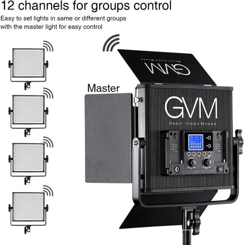  GVM LED Video Portrait Photographic Panel Lighting and Stand Kit, Black (672S-B2L)