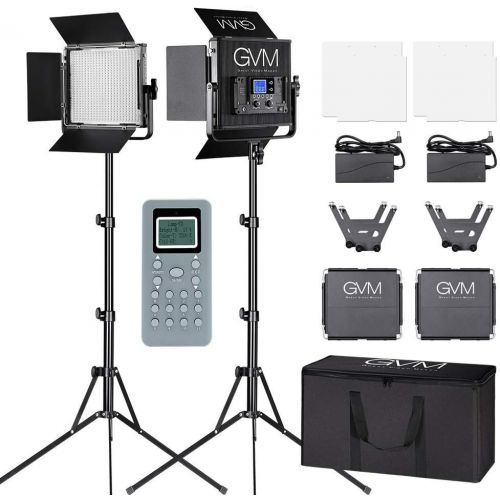  GVM LED Video Portrait Photographic Panel Lighting and Stand Kit, Black (672S-B2L)
