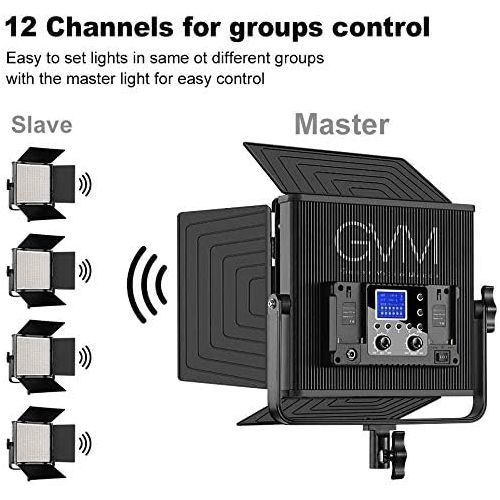  LED Video Light GVM 672S CRI97+ TLCI97+ 22000lux Dimmable Bi-color 3200K-5600K Light Panel With Digital Display For Outdoor Interview Studio Video Making Photography Lighting 3 pcs