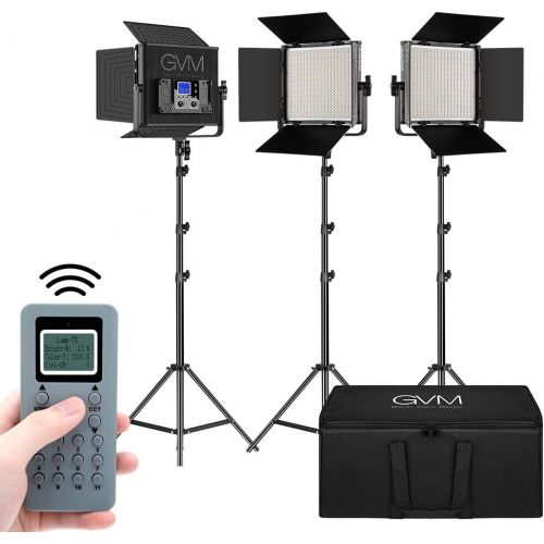  LED Video Light GVM 672S CRI97+ TLCI97+ 22000lux Dimmable Bi-color 3200K-5600K Light Panel With Digital Display For Outdoor Interview Studio Video Making Photography Lighting 3 pcs