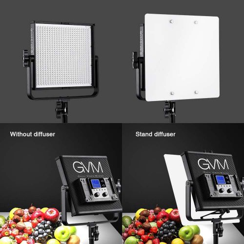  LED Video Light GVM 672S CRI97+ TLCI97+ 22000lux Dimmable Bi-color 3200K-5600K Light Panel With Digital Display For Outdoor Interview Studio Video Making Photography Lighting 3 pcs