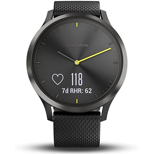 가민 [아마존베스트]Garmin 010-01850-11 Vivomove HR, Sport, Black w/Black Silicone Band (Large) + 7-Piece Fitness Kit