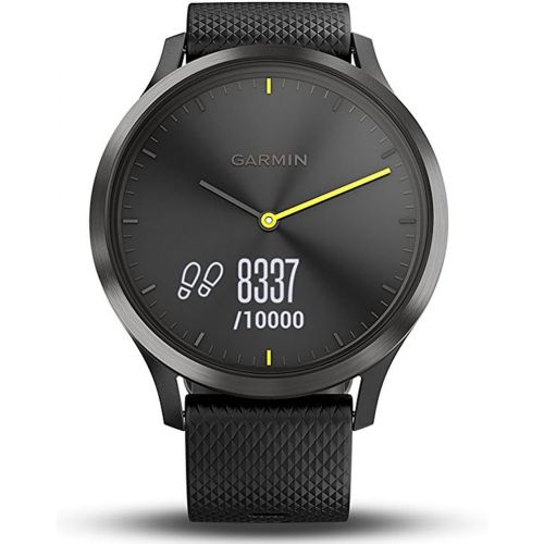 가민 [아마존베스트]Garmin 010-01850-11 Vivomove HR, Sport, Black w/Black Silicone Band (Large) + 7-Piece Fitness Kit