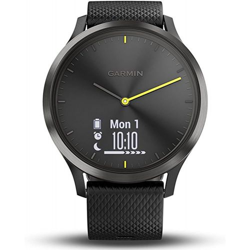 가민 [아마존베스트]Garmin 010-01850-11 Vivomove HR, Sport, Black w/Black Silicone Band (Large) + 7-Piece Fitness Kit