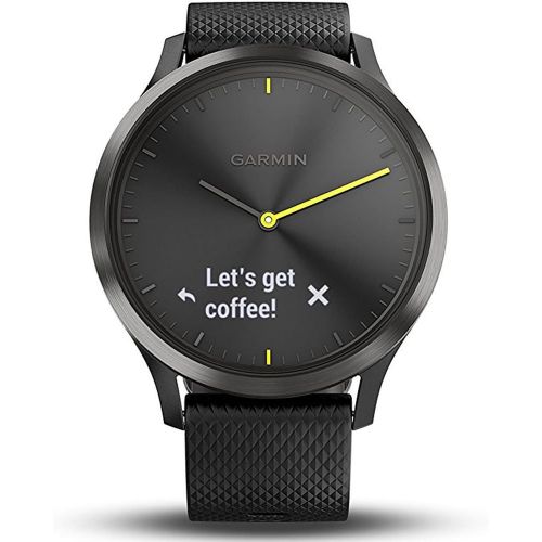 가민 [아마존베스트]Garmin 010-01850-11 Vivomove HR, Sport, Black w/Black Silicone Band (Large) + 7-Piece Fitness Kit