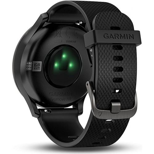 가민 [아마존베스트]Garmin 010-01850-11 Vivomove HR, Sport, Black w/Black Silicone Band (Large) + 7-Piece Fitness Kit