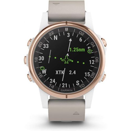 가민 Garmin D2 Delta, GPS Pilot Watch, Includes Smartwatch Features, Heart Rate and Music, Titanium with Brown Leather Band