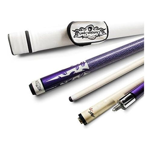  Gator Champion Blue TR5 or Purple TR6 Pool Cue Stick (516 x 18), White or Black Hard Case, Cuetec Glove