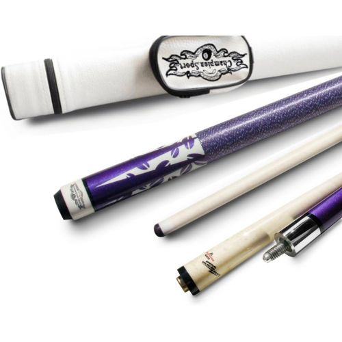  Gator Champion Blue TR5 or Purple TR6 Pool Cue Stick (516 x 18), White or Black Hard Case, Cuetec Glove