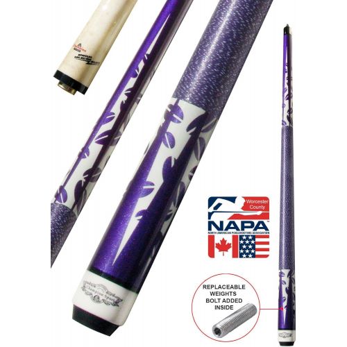  Gator Champion Blue TR5 or Purple TR6 Pool Cue Stick (516 x 18), White or Black Hard Case, Cuetec Glove