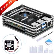 [아마존베스트]GeeekPi Acrylic Case for Raspberry Pi 4 Model B, Raspberry Pi Case with Cooling Fan & 4PCS Heatsinks for Raspberry Pi 4 Model B(Only for Pi 4) (Black and Clear)