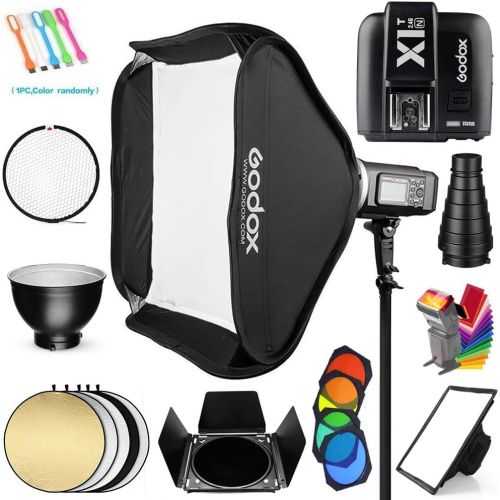  Godox AD600BM Bowens Mount 600Ws GN87 18000 HSS Outdoor Flash Strobe Monolight with X1T-C Wireless Trigger Compatible for Canon Camera 32X32SoftboxStandard Reflector &GridBarn