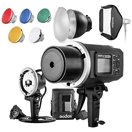  Godox AD600BM 600Ws GN87 HSS Flash Strobe Monolight with 8700mAh Battery, 600W Portable Lamp Flash Head, 23X23 Flash Softbox, 7 Standard Reflector, 7 Flash Diffuser and Portable Fl