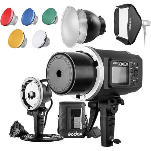  Godox AD600BM 600Ws GN87 HSS Flash Strobe Monolight with 8700mAh Battery, 600W Portable Lamp Flash Head, 23X23 Flash Softbox, 7 Standard Reflector, 7 Flash Diffuser and Portable Fl