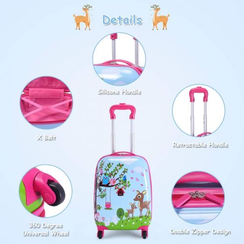  Visit the Goplus Store Goplus 2Pc Kid Luggage, 12 & 16 Kids Carry On Luggage Set, Carry On Spinner Luggage Set, Christmas Gift for Boys and Girls