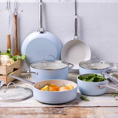  GreenPan Padova Ceramic Non-Stick 10Pc Cookware Set, Light Blue