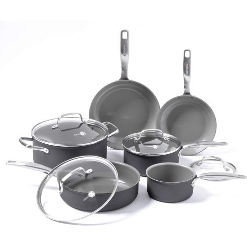  GreenPan Chatham ceramic Non-Stick 10Pc Cookware Set, Grey