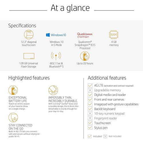 에이치피 [아마존 핫딜]  [아마존핫딜]HP Envy x2 12-inch Detachable Laptop with Stylus Pen and 4G LTE, Qualcomm Snapdragon 835 Processor, 4 GB RAM, 128 GB Flash Storage, Windows 10 (12-e091ms, Silver/Blue)