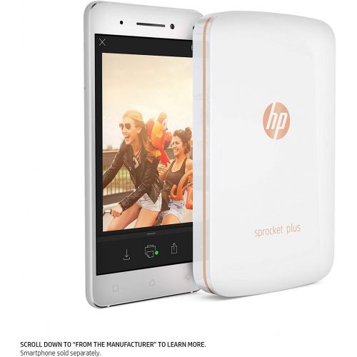 에이치피 [아마존베스트]HP Sprocket Plus Instant Photo Printer, Print 30% Larger Photos on 2.3x3.4 Sticky-Backed Paper  White (2FR85A)